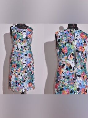 Joseph Ribkoff Floral Multicolor Sleeveless Sheath Dress